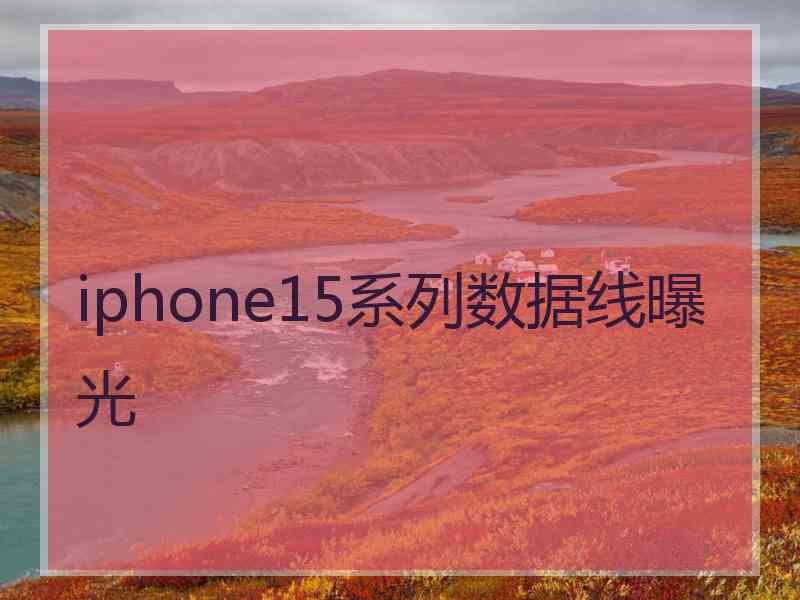 iphone15系列数据线曝光