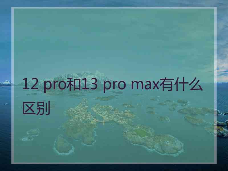 12 pro和13 pro max有什么区别