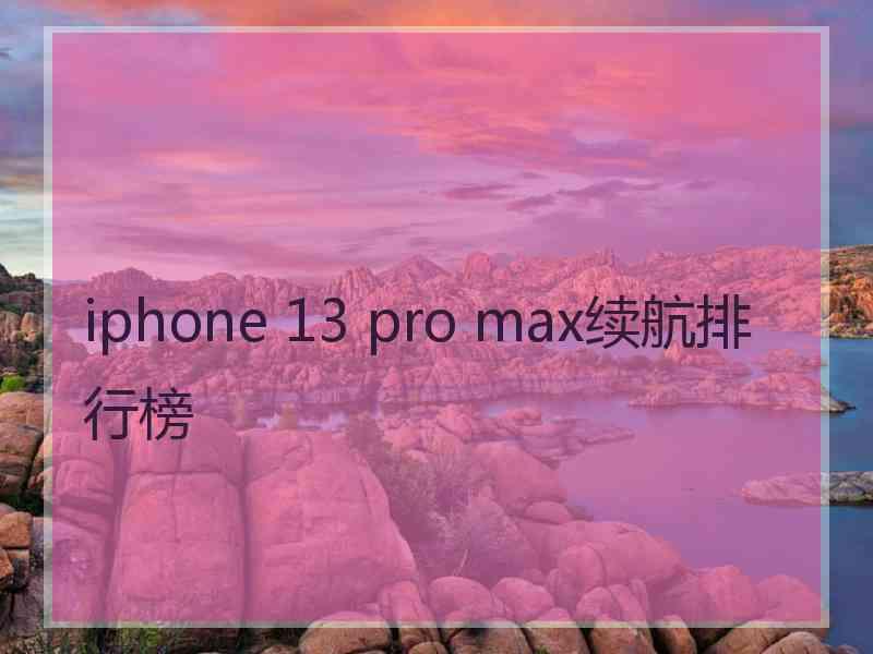 iphone 13 pro max续航排行榜