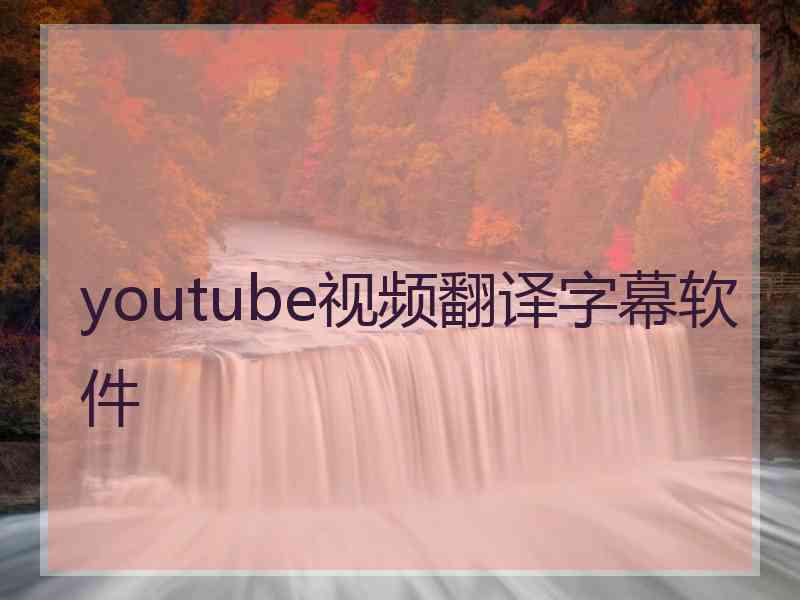 youtube视频翻译字幕软件