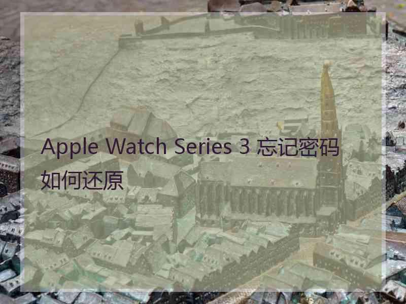 Apple Watch Series 3 忘记密码如何还原