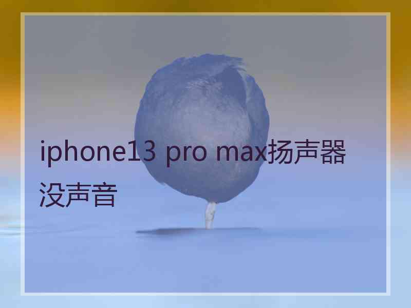 iphone13 pro max扬声器没声音