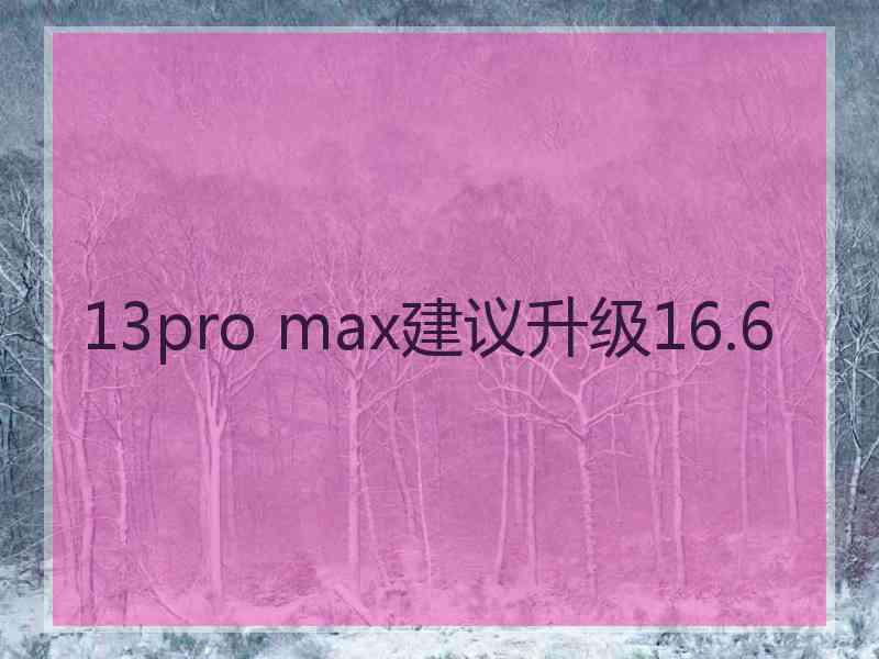 13pro max建议升级16.6