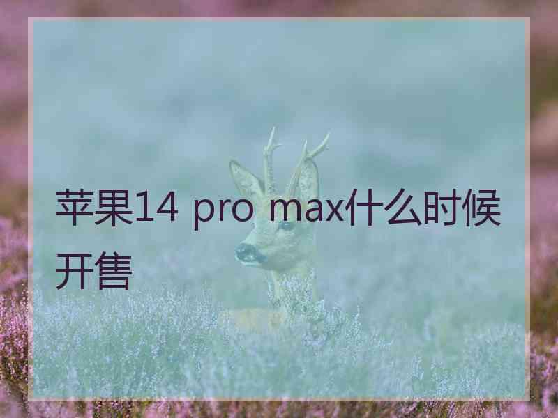 苹果14 pro max什么时候开售