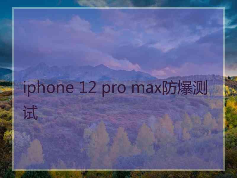 iphone 12 pro max防爆测试