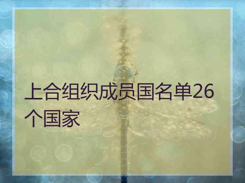 上合组织成员国名单26个国家