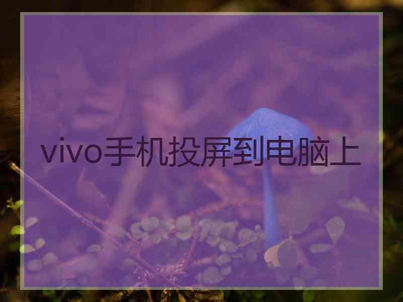 vivo手机投屏到电脑上