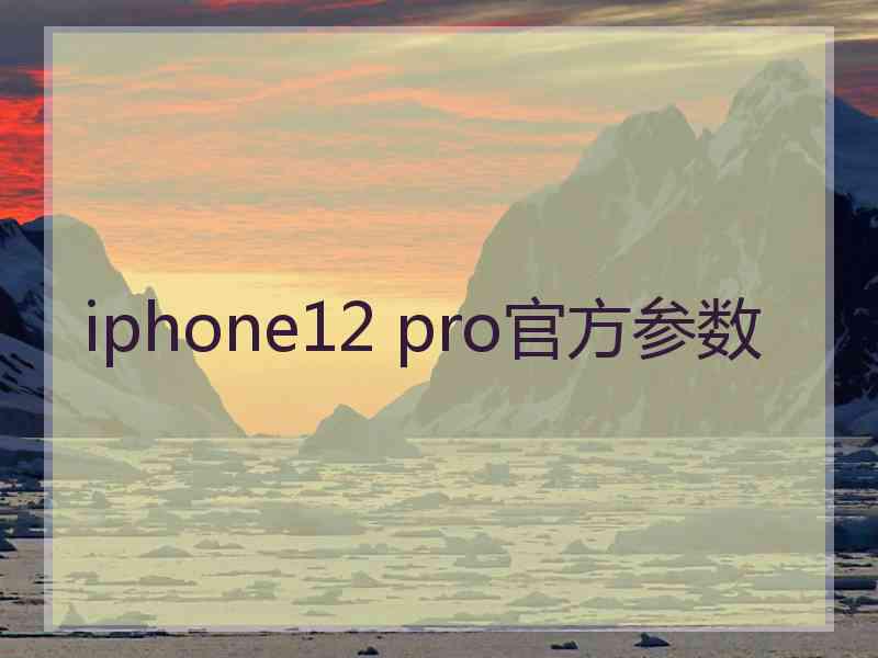 iphone12 pro官方参数