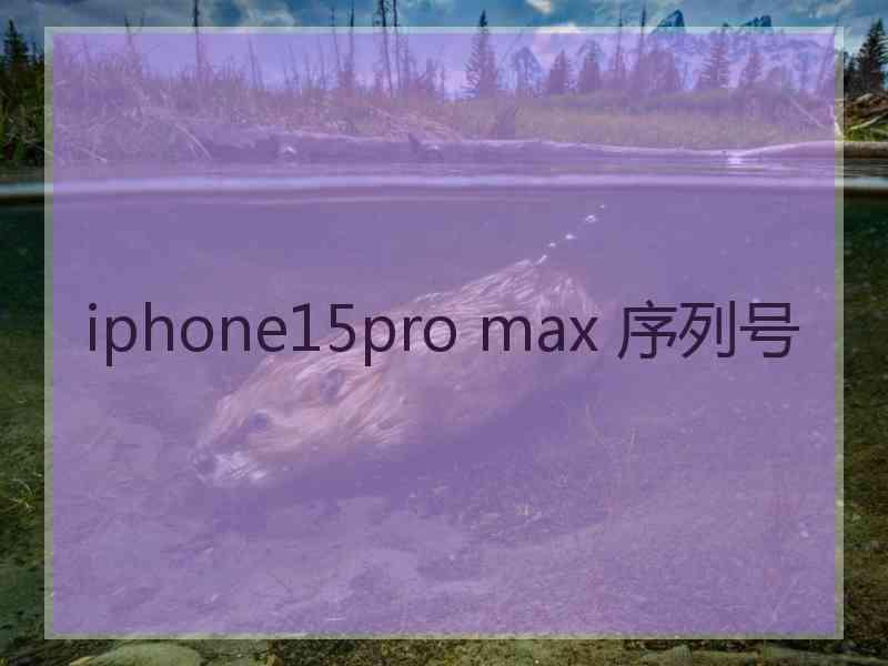 iphone15pro max 序列号