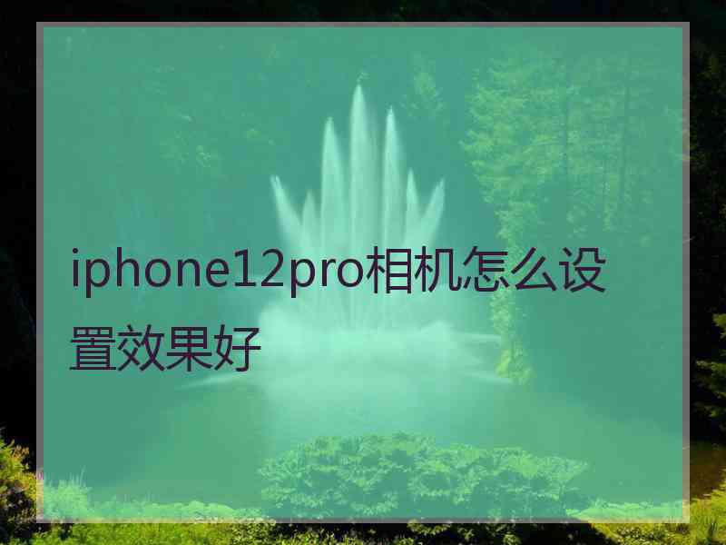 iphone12pro相机怎么设置效果好