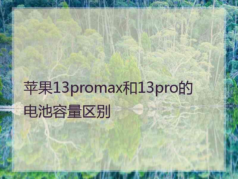 苹果13promax和13pro的电池容量区别