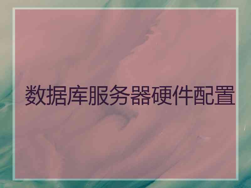 数据库服务器硬件配置