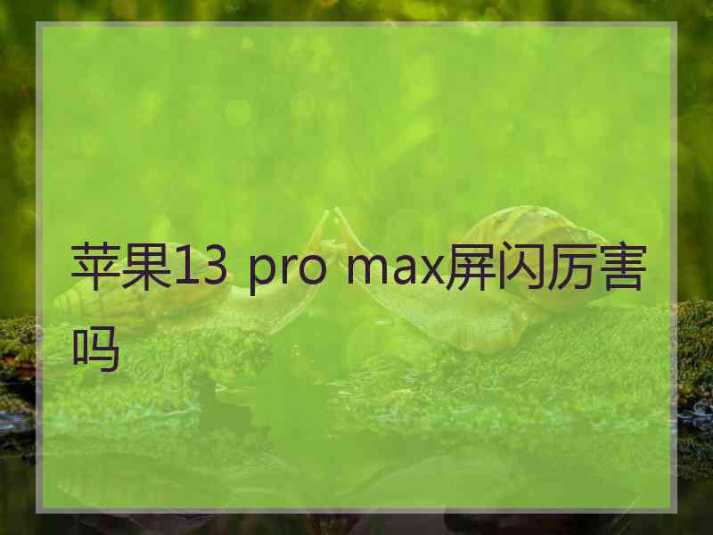 苹果13 pro max屏闪厉害吗