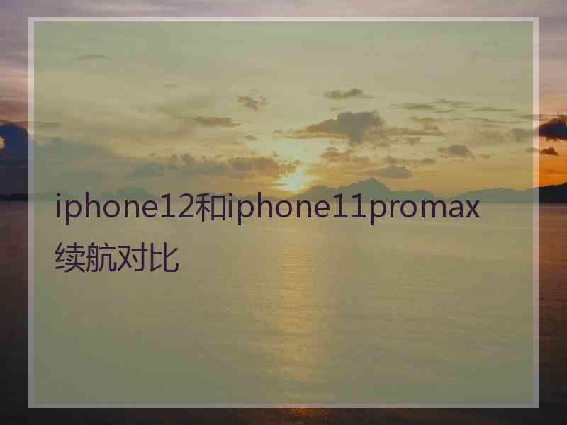 iphone12和iphone11promax续航对比