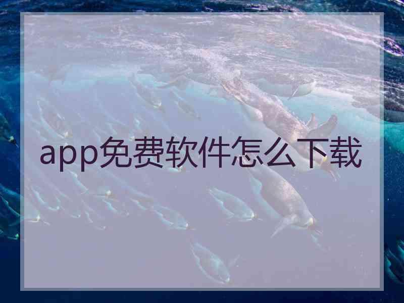 app免费软件怎么下载