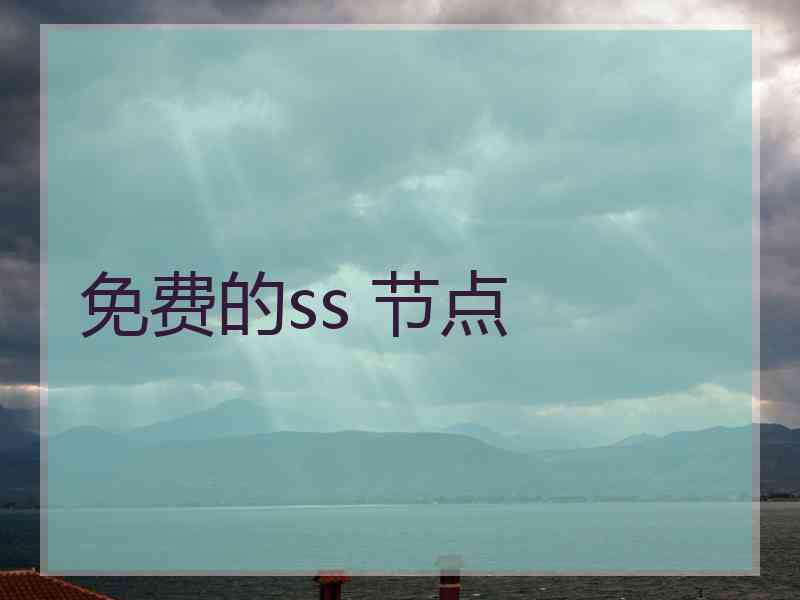 免费的ss 节点