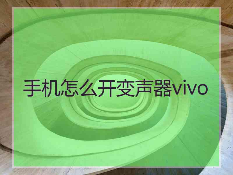 手机怎么开变声器vivo