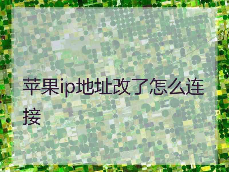 苹果ip地址改了怎么连接