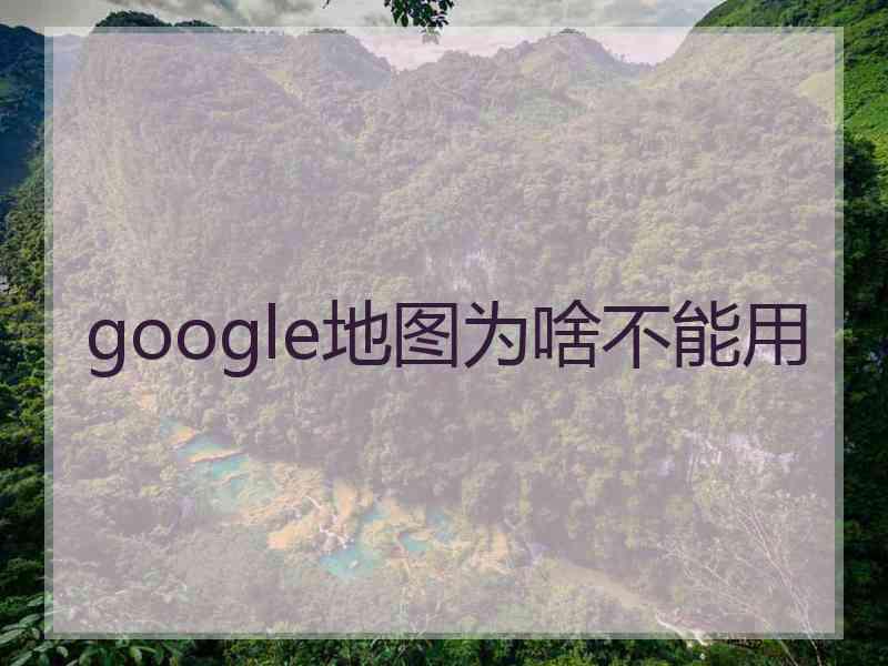 google地图为啥不能用