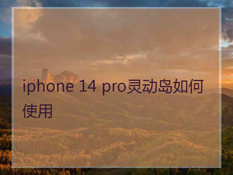 iphone 14 pro灵动岛如何使用