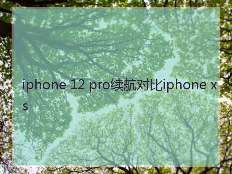 iphone 12 pro续航对比iphone xs