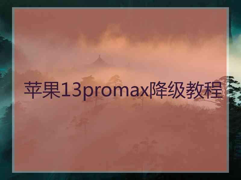 苹果13promax降级教程