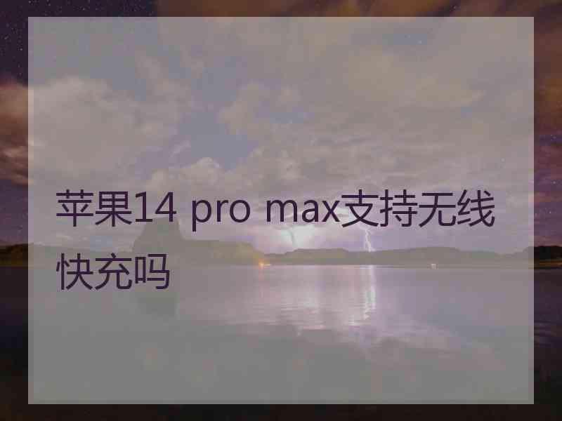 苹果14 pro max支持无线快充吗