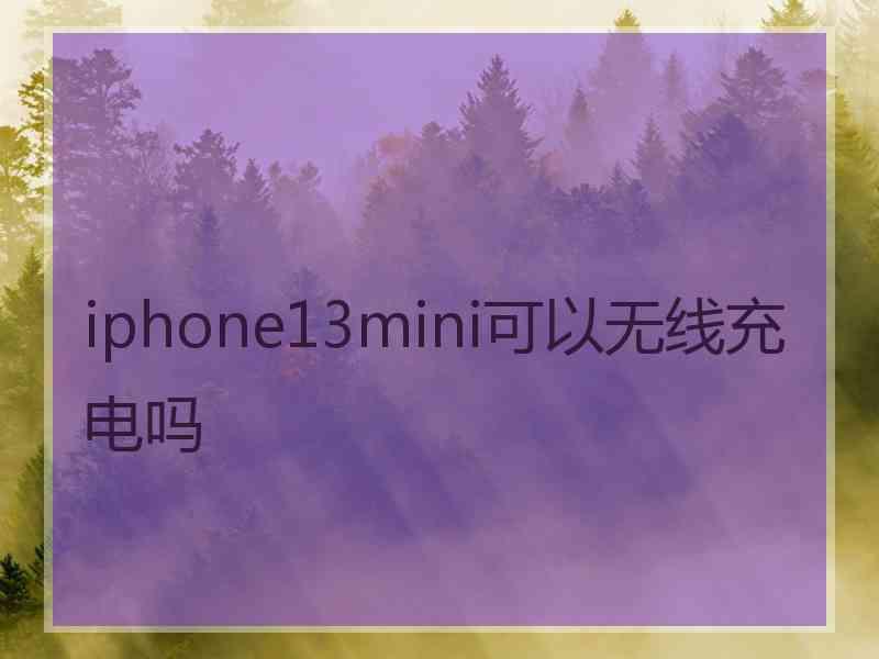 iphone13mini可以无线充电吗