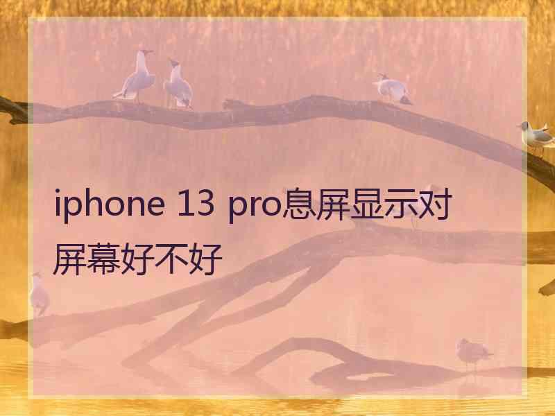 iphone 13 pro息屏显示对屏幕好不好