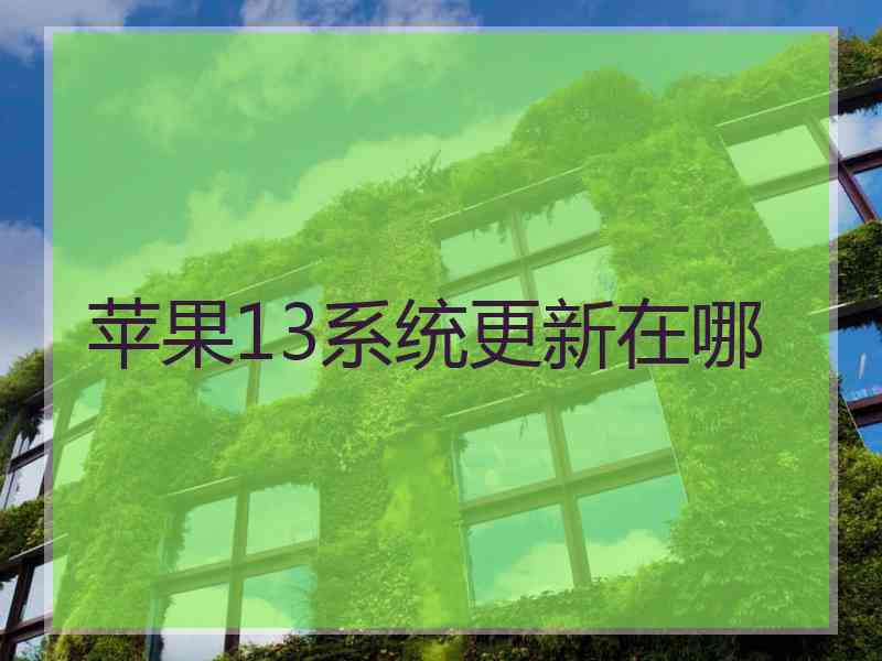 苹果13系统更新在哪