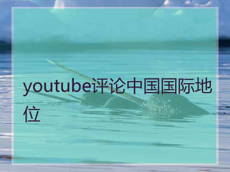 youtube评论中国国际地位