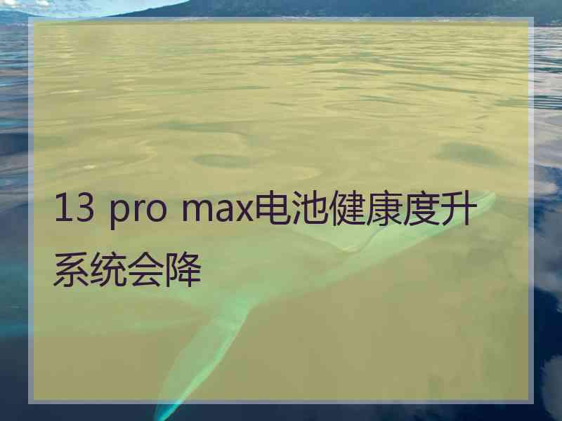 13 pro max电池健康度升系统会降