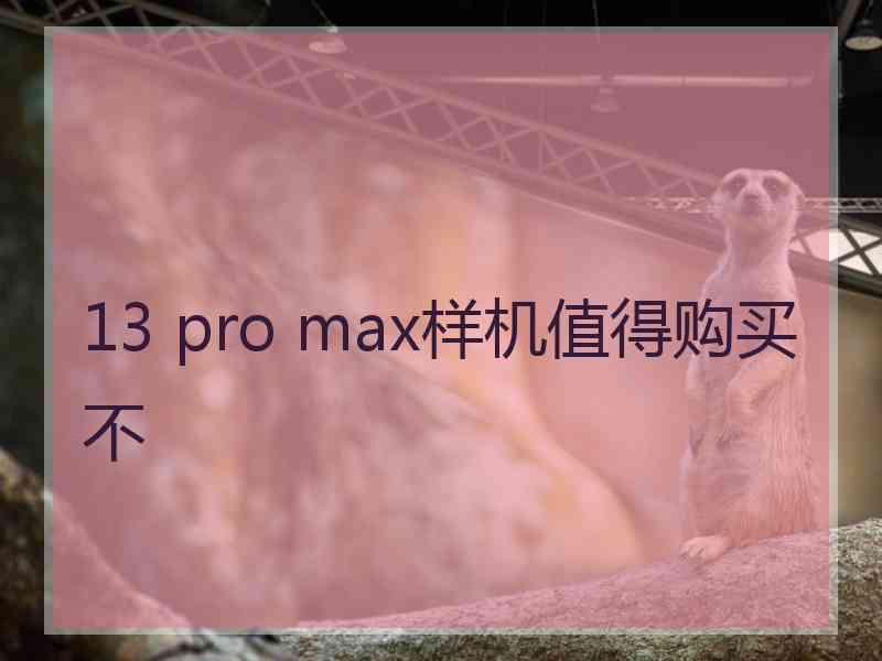 13 pro max样机值得购买不