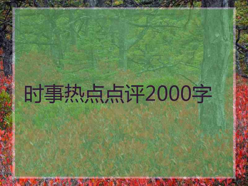 时事热点点评2000字