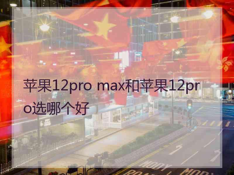 苹果12pro max和苹果12pro选哪个好