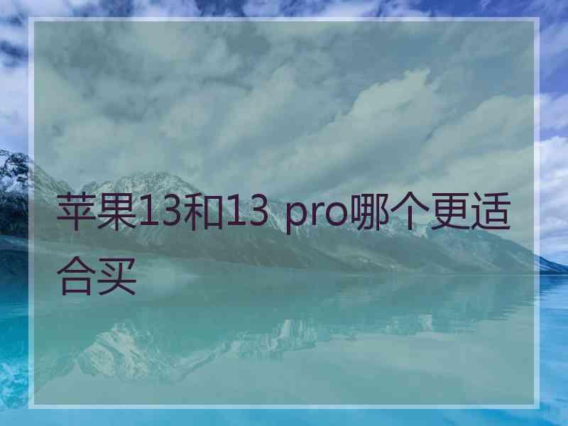 苹果13和13 pro哪个更适合买