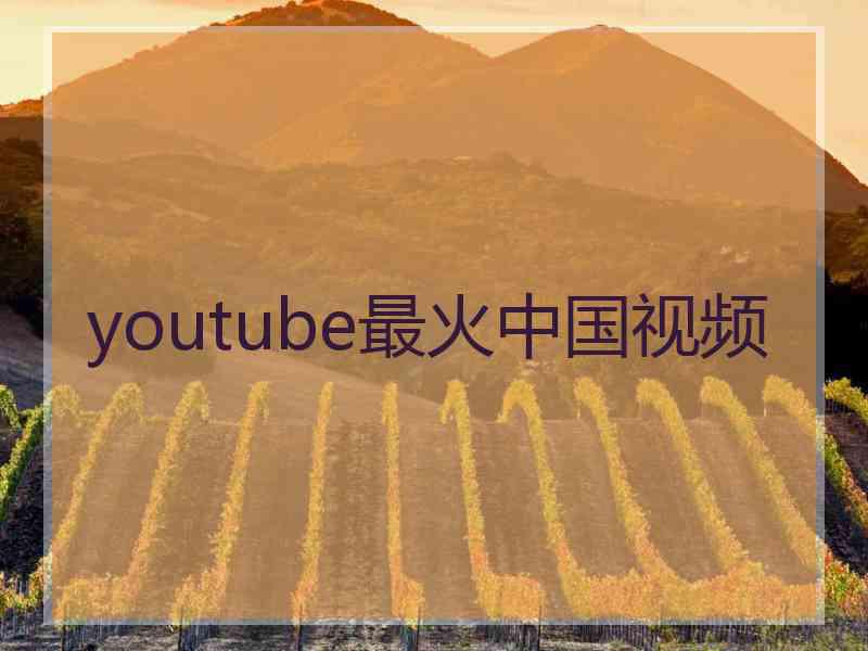 youtube最火中国视频