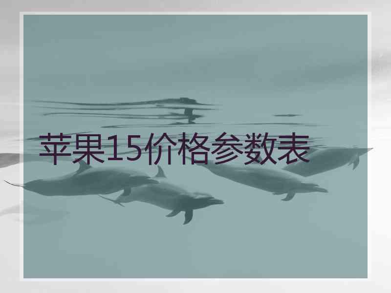 苹果15价格参数表