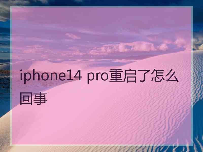 iphone14 pro重启了怎么回事