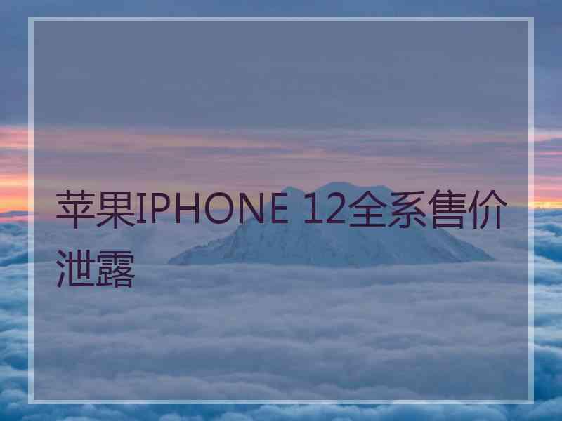 苹果IPHONE 12全系售价泄露