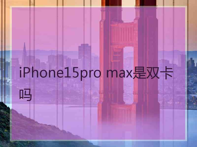 iPhone15pro max是双卡吗