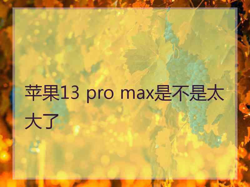 苹果13 pro max是不是太大了