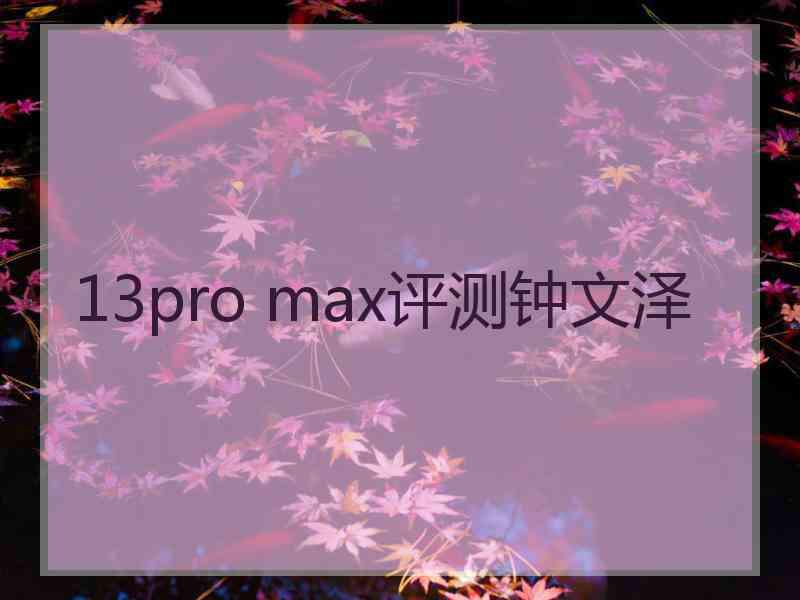 13pro max评测钟文泽