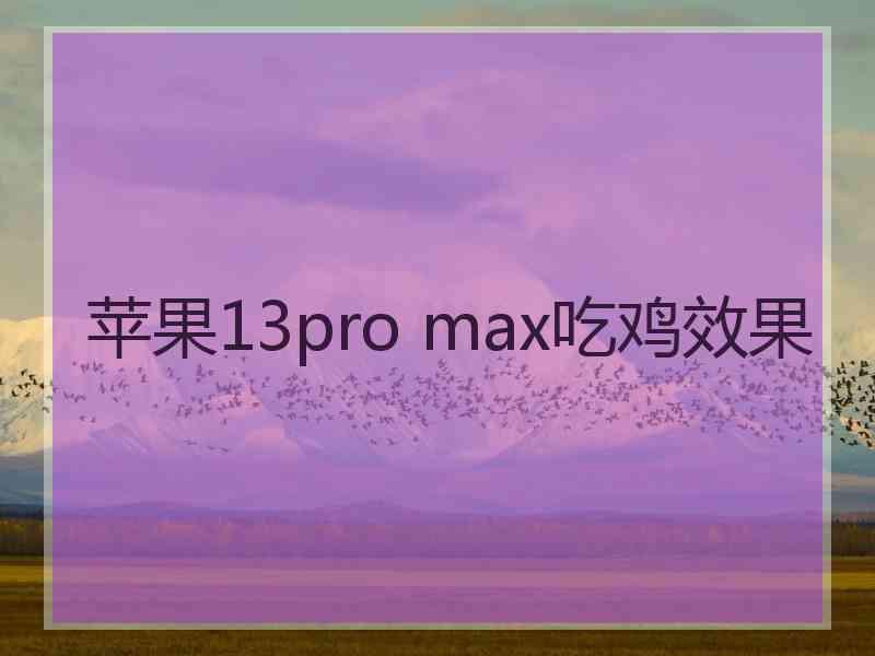 苹果13pro max吃鸡效果