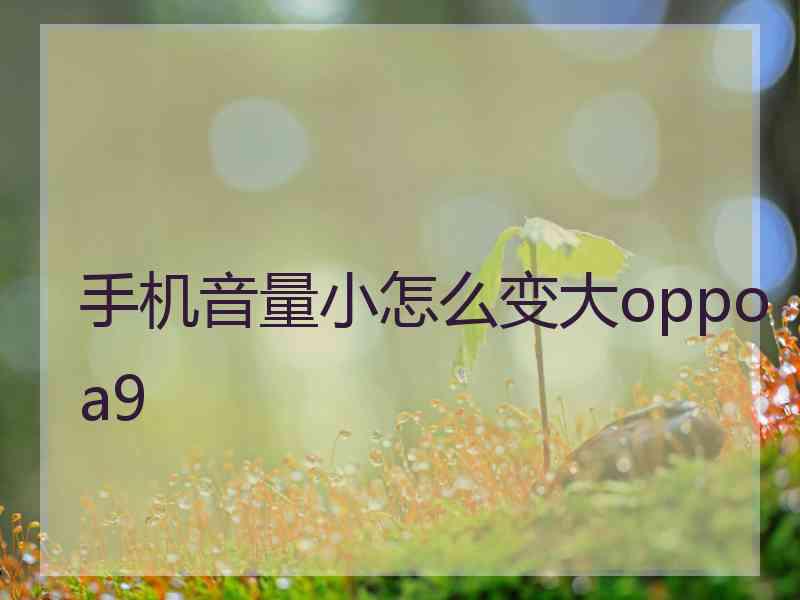 手机音量小怎么变大oppoa9