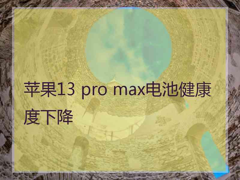 苹果13 pro max电池健康度下降