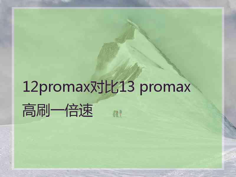 12promax对比13 promax高刷一倍速