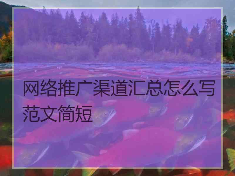 网络推广渠道汇总怎么写范文简短