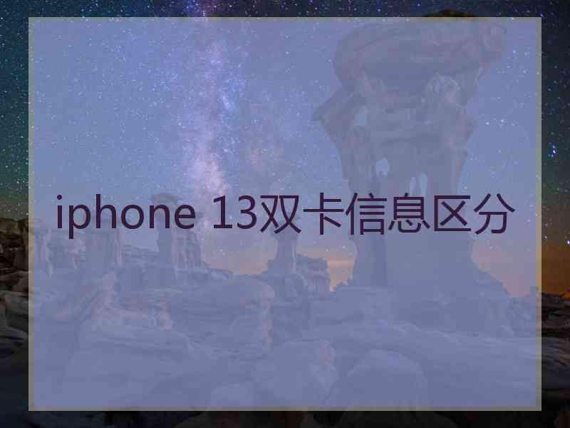 iphone 13双卡信息区分