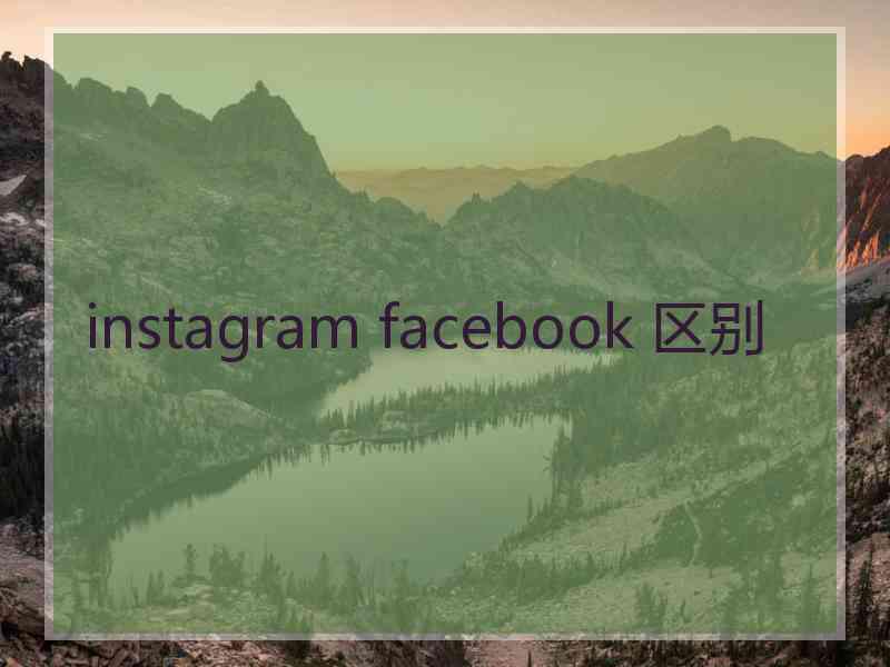 instagram facebook 区别